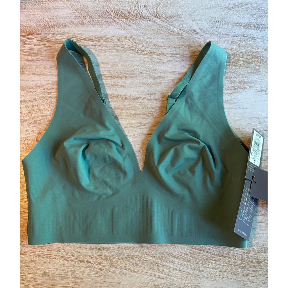Auden Small Unlined V-Neck Bralette Womens Green NWT 32C 34A 34B 36A